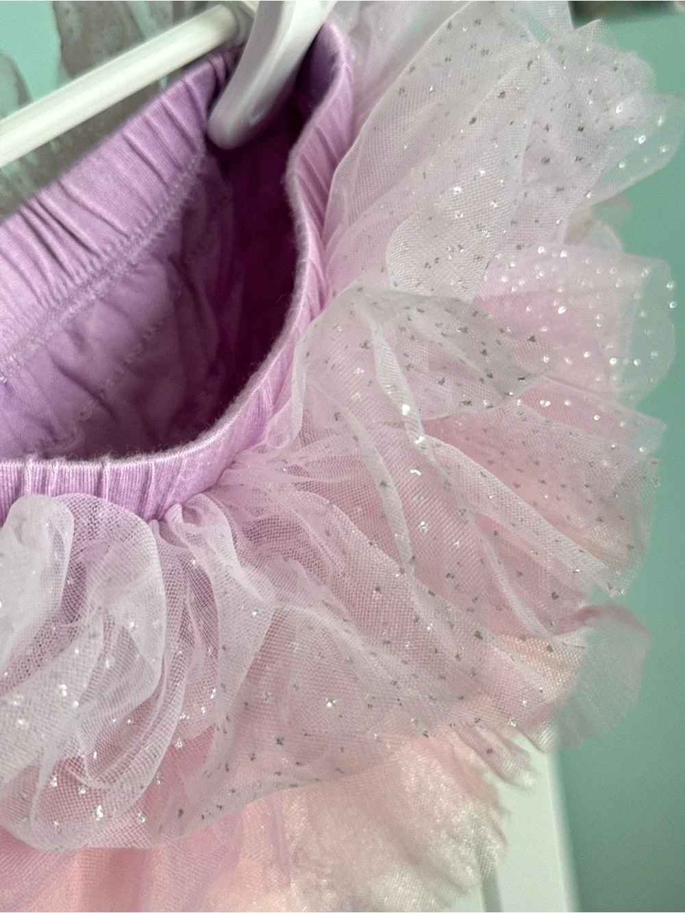 POSH PEANUT Baby Girls Pink Layered Tulle Ruffled Tutu & Black Glitter socks